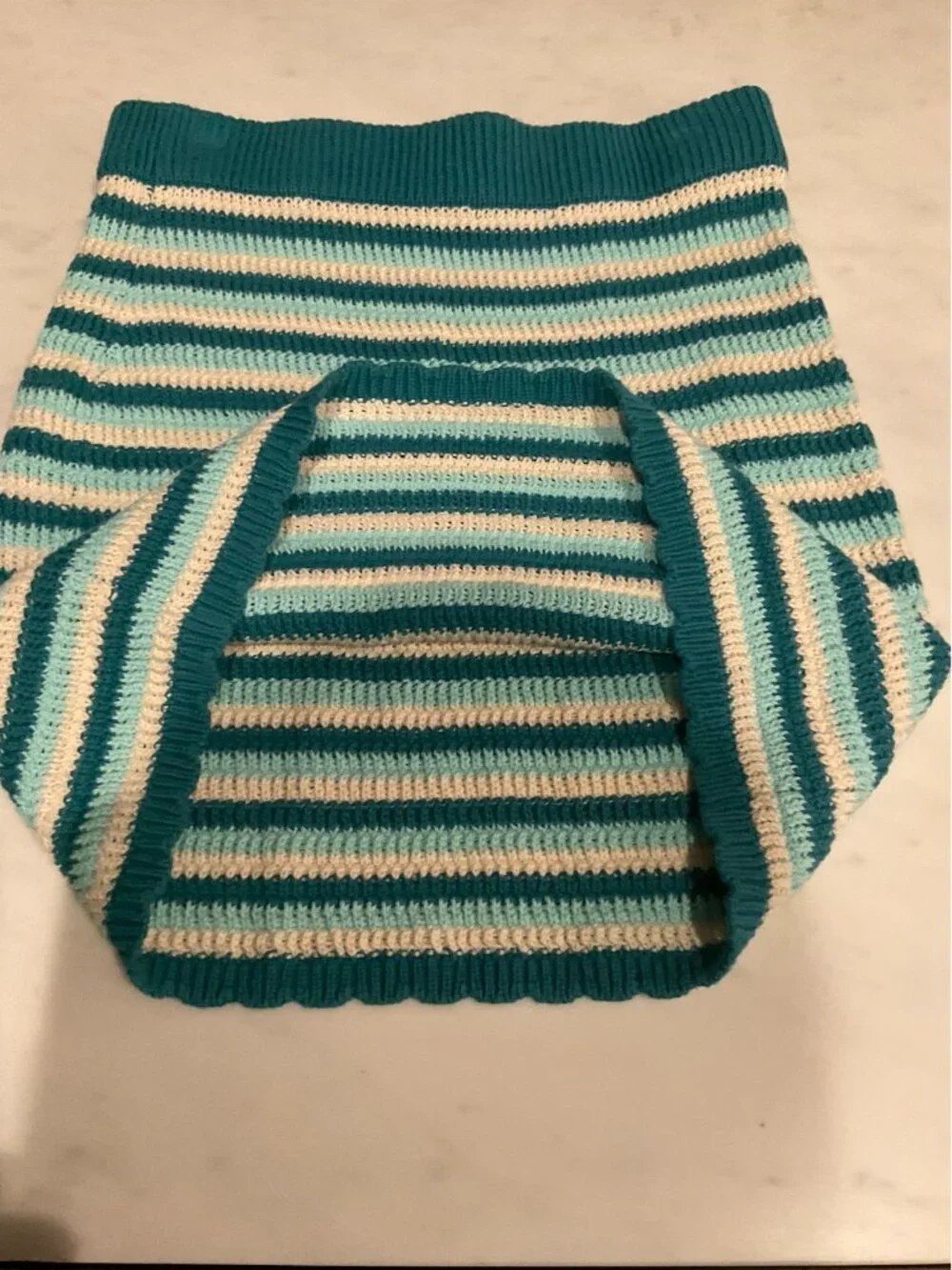 Wild Fable Teal & Cream Striped Knit Tank & Mini Skirt Set